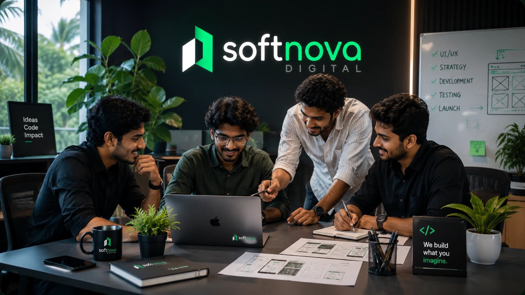 The Softnova team collaborating
