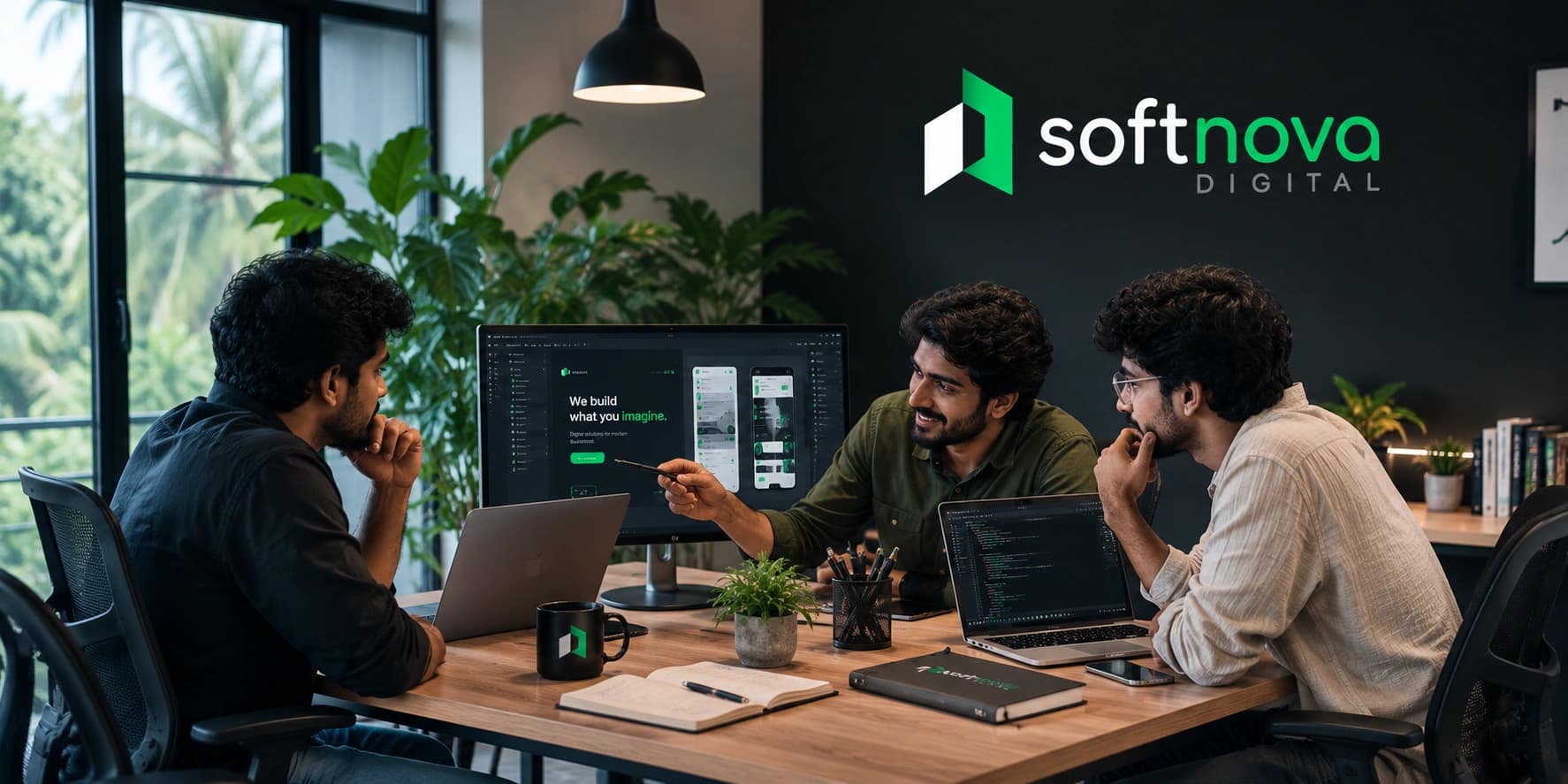 The Softnova Digital team collaborating